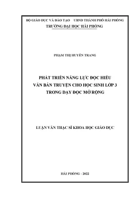 Phát Triển Năng Lực Đọc Hiểu Văn Bản Truyện Cho Học Sinh