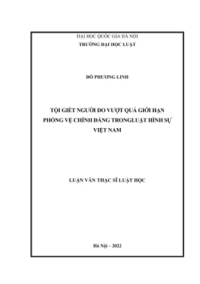 Luận văn thạc sĩ luật học: Tội giết người do vượt quá