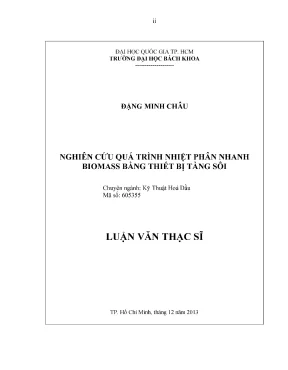 Nghiên cứu quá trình nhiệt phân nhanh biomass bằng thiết 