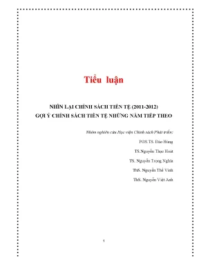 Phân tích chính sách tiền tệ 2011-2012 và gợi ý cho các 