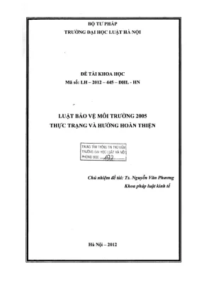 Luật Bảo Vệ Môi Trường 2005: Thực Trạng Và Hướng Hoàn 