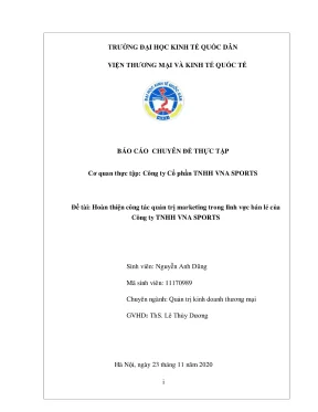 Hoàn thiện công tác quản trị marketing trong lĩnh vực 