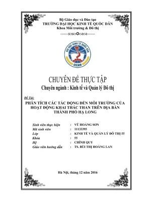 Phân tích tác động môi trường từ khai thác than tại Hạ Long