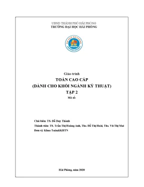Giáo Trình Toán Cao Cấp T2 - Hướng Dẫn Chi Tiết Và Bài 