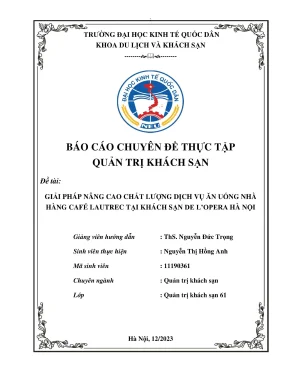 Giải pháp nâng cao chất lượng dịch vụ ăn uống tại nhà 