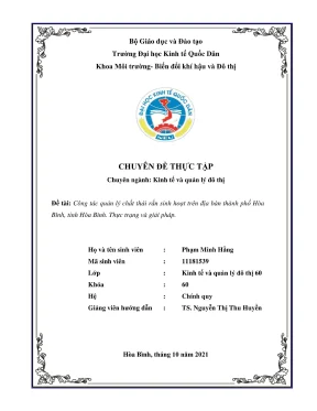 Thực Trạng Và Giải Pháp Quản Lý Chất Thải Rắn Sinh Hoạt