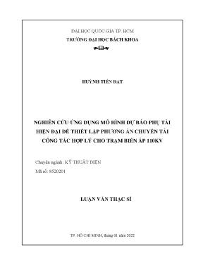 Nghiên cứu ứng dụng mô hình dự báo phụ tải hiện đại cho