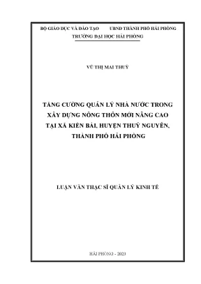 Luận văn thạc sĩ: Tăng cường quản lý nhà nước trong xây