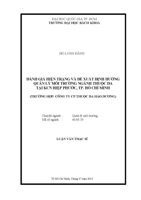 Luận Văn Thạc Sĩ: Đánh Giá Hiện Trạng Và Đề Xuất Quản Lý