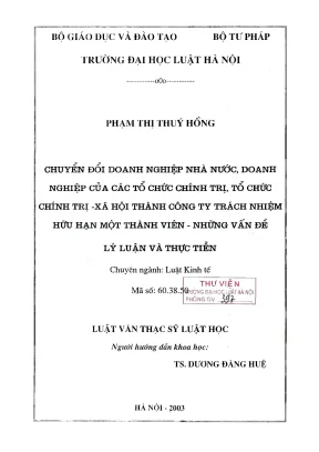 Luận án tiến sĩ luật học: Chuyển đổi doanh nghiệp nhà