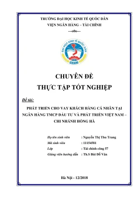 Chuyên đề thực tập tốt nghiệp: Phát triển cho vay khách 