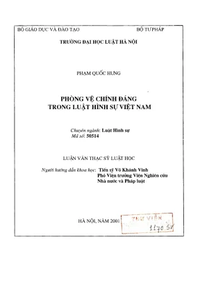 Phòng vệ chính đáng trong luật hình sự Việt Nam: Nghiên