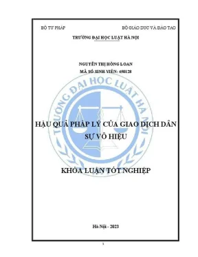 Hậu quả pháp lý của giao dịch dân sự vô hiệu - Khóa luận