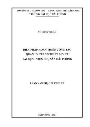 Cải thiện quản lý trang thiết bị y tế tại Bệnh viện Phụ