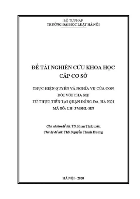 Nghiên cứu quyền và nghĩa vụ của con đối với cha mẹ tại