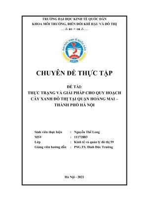 Thực Trạng Và Giải Pháp Quy Hoạch Cây Xanh Đô Thị Tại