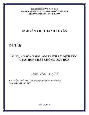 Nghiên cứu ứng dụng sóng siêu âm trong trích ly dịch cóc 
