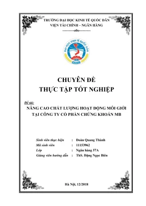 Chuyên đề thực tập tốt nghiệp: Nâng cao chất lượng môi