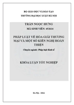 Khóa luận tốt nghiệp: Pháp luật về hòa giải thương mại 