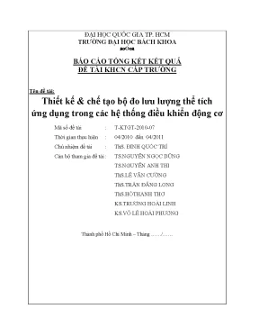 Thiết kế và chế tạo bộ đo lưu lượng thể tích ứng dụng