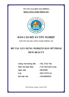 Khóa Luận Tốt Nghiệp CNTT: Xây Dựng Website Bán Mỹ Phẩm