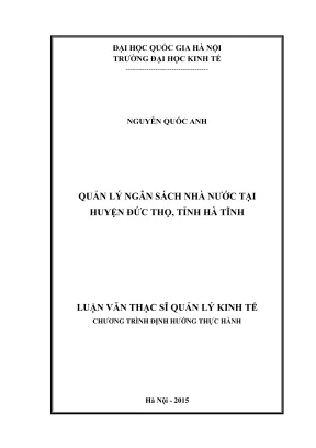 Quản lý ngân sách nhà nước tại huyện Đức Thọ, Hà Tĩnh: