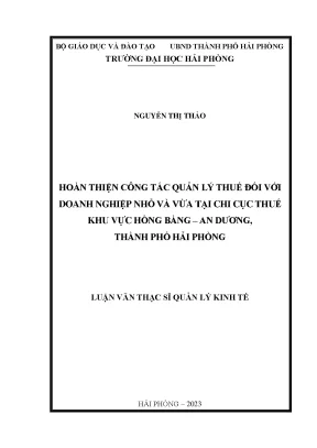 Hoàn thiện quản lý thuế cho doanh nghiệp nhỏ và vừa tại