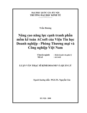 Luận Văn Thạc Sĩ: Nâng Cao Năng Lực Cạnh Tranh Phần Mềm 