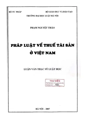 Luận Văn Thạc Sĩ Luật Học: Pháp Luật Thuế Tài Sản Tại