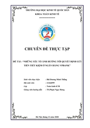 Yếu tố ảnh hưởng đến quyết định gửi tiền tiết kiệm tại 