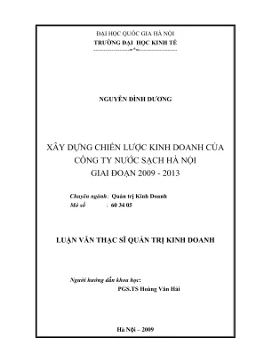 Chiến lược kinh doanh công ty nước sạch Hà Nội giai đoạn