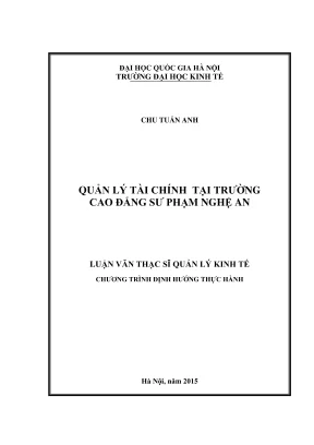 Luận Văn Thạc Sĩ Quản Lý Kinh Tế Và Tài Chính Tại Trường