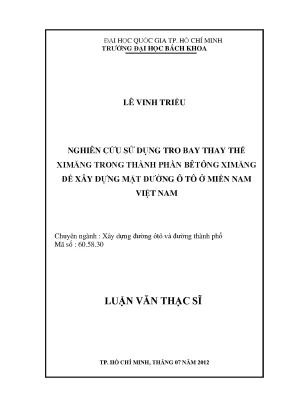 Nghiên cứu sử dụng tro bay thay thế xi măng trong bê 