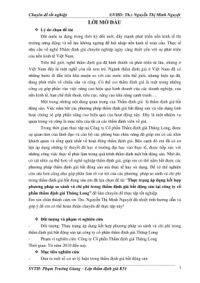 Thực Trạng Áp Dụng Phương Pháp So Sánh Và Chi Phí Trong 