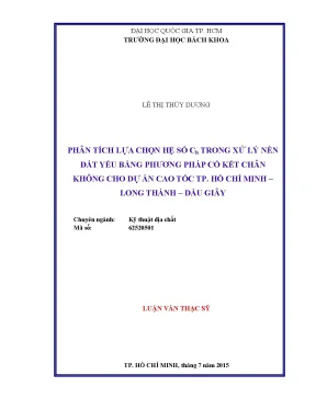 Phân tích hệ số Ch trong xử lý nền đất yếu bằng cố kết 
