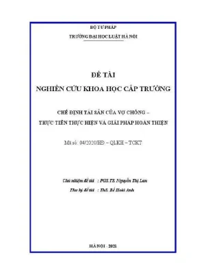 Nghiên cứu chế định tài sản vợ chồng: Thực tiễn và giải