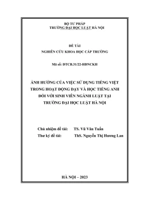 Ảnh hưởng của tiếng Việt trong dạy và học tiếng Anh cho 