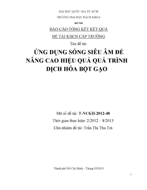Nâng cao hiệu quả dịch hóa bột gạo bằng sóng siêu âm