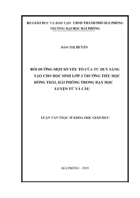 Bồi dưỡng tư duy sáng tạo cho học sinh lớp 3 qua dạy học