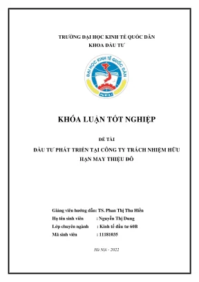 Khóa Luận Tốt Nghiệp: Hoạt Động Đầu Tư Phát Triển Tại 