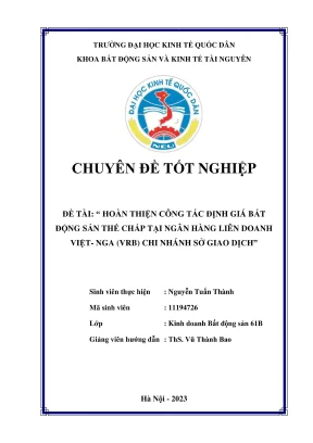 Cải tiến định giá bất động sản thế chấp tại VRB chi 