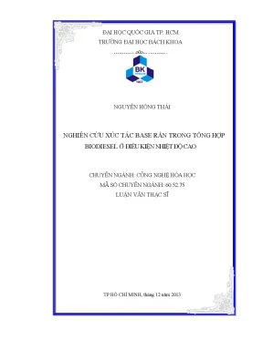 Nghiên cứu xúc tác base rắn tổng hợp biodiesel ở nhiệt