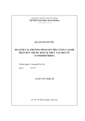 So Sánh Phương Pháp Oxy Hóa Nâng Cao Phân Hủy