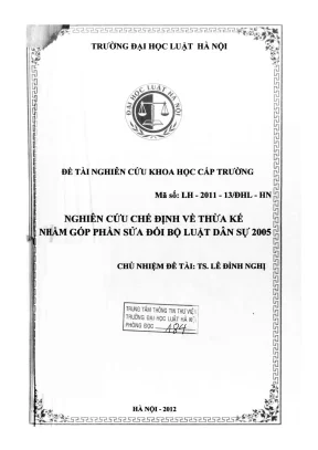 Nghiên cứu chế định thừa kế: Đóng góp sửa đổi Bộ luật