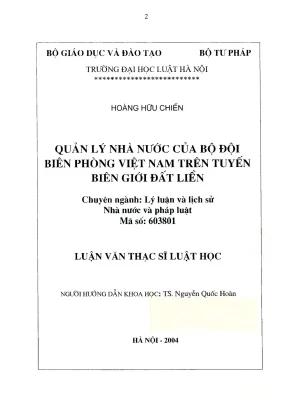 Luận Văn Thạc Sĩ Luật Học: Quản Lý Nhà Nước Của Bộ Đội