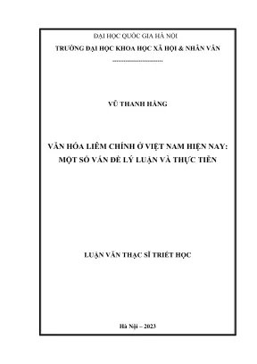 Luận Văn Thạc Sĩ: Văn Hóa Liêm Chính Ở Việt Nam - Lý