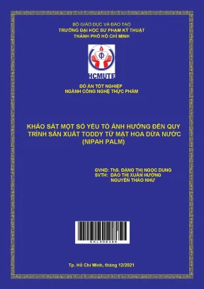 Khảo sát yếu tố ảnh hưởng quy trình sản xuất toddy từ