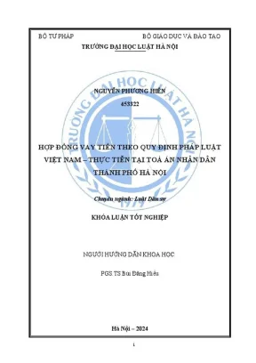 Khóa luận tốt nghiệp: Hợp đồng vay tiền theo pháp luật