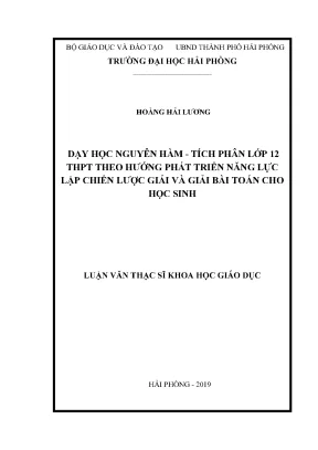 Phương pháp dạy học nguyên hàm tích phân lớp 12 theo