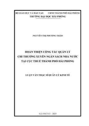 Hoàn Thiện Quản Lý Chi Thường Xuyên Ngân Sách Nhà Nước